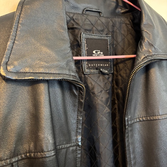 G III New York Collared Full Zip Genuine Leather Jacket Black Womens Size Small - Picture 3 of 3
